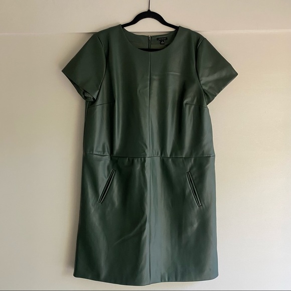 Ann Taylor • Green Faux Leather Shift Dress • 14 - Picture 2 of 10